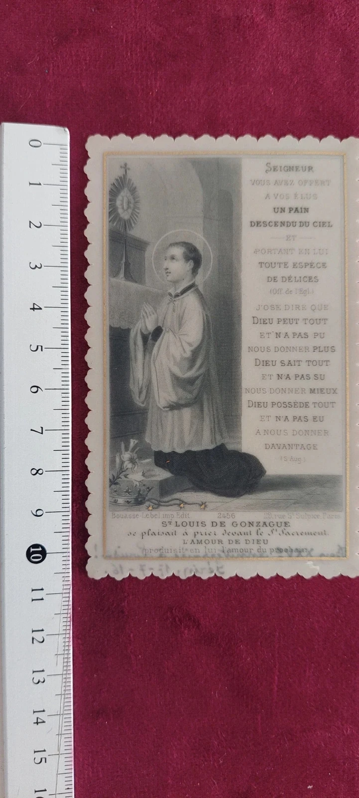 Image pieuse ancienne canivet plastique - Saint Louis de Gonzague - Bouasse-Lebel Paris – photo 3
